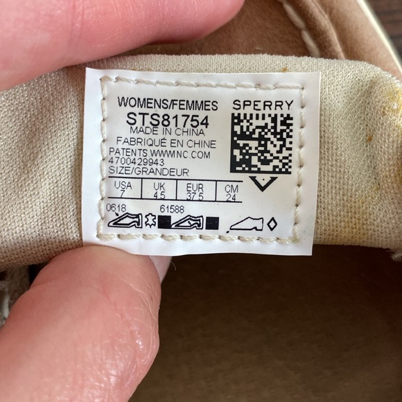 Sperry Women's Angelfish Boat Shoe Oat Color Gold Shimmer Leather Laces Size 7 - Picture 8 of 12